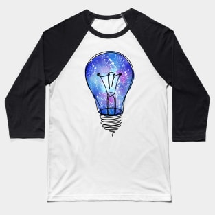 Galaxy Lightbulb Watercolor line drawing Baseball T-Shirt